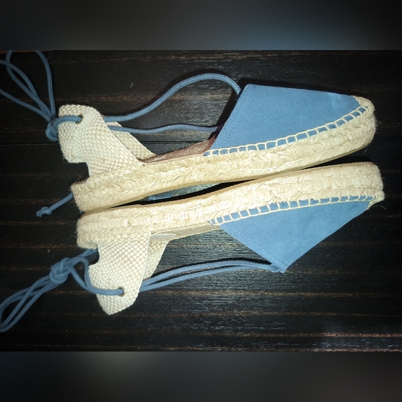 🆕Soludos Blue Suede Platform Espadrille Gladiator Sandals Size 9.5 US / EU 40 - Picture 6 of 15